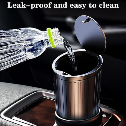 Car Trash Can Bin with Lid - Car Garbage Can Cup Holder-Universal Leakproof Vehicle Garbage Can Bin with 20pcs Trash Bags-Car Organizers and Storage for Front Back Seat Accessories