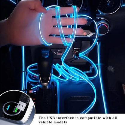 EL Wire Car Interior LED Strips Lights, 16FT 5V USB Auto Neon Light Strip, Electroluminescent Vehicle Interior Ambient Lighting Decor Accessories, Universal for RV, SUV, Truck (Purple)
