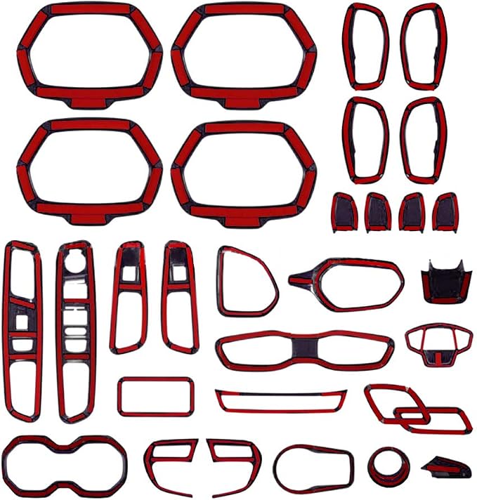 31PCS/ Set Interior Trim Kit Car Interior Accessories Decoration Trim Kit for Jeep Renegade 2015-2018 (Black)