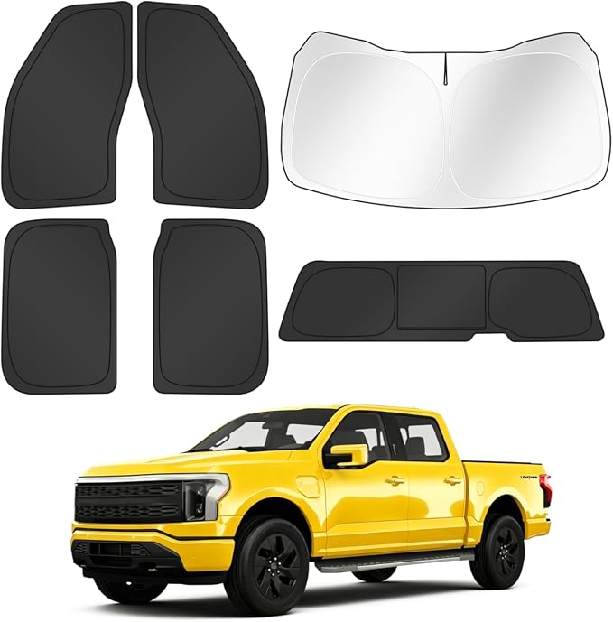KUST Car Window Shades for Ford F150 2021-2025 2026 Windshield Sun Shade Side Window Cover UV Block Privacy Protection Accessories for Camping Blackout Rear Back Full Set 6PCS