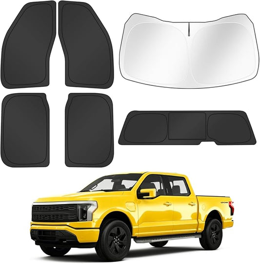 KUST Car Window Shades for Ford F150 2021-2025 2026 Windshield Sun Shade Side Window Cover UV Block Privacy Protection Accessories for Camping Blackout Rear Back Full Set 6PCS
