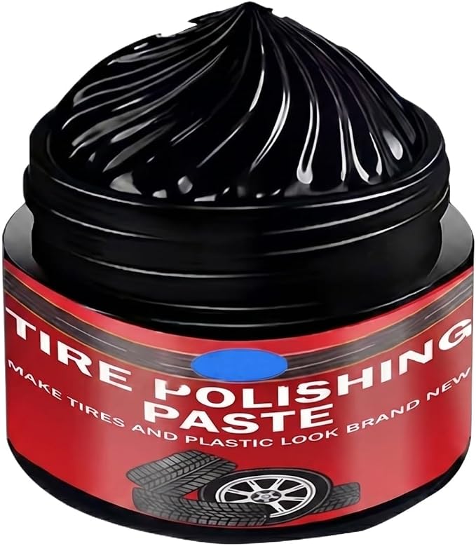 TREBIN Car Tire Shine with Sponge, Tire Coating Paste and Wheel Shine Tire Polishing Paste, Car Polish Tire Wax for Trucks Motorcycles RVs SUV - Long-Lasting Wet Look Finish with UV Protection (50g)