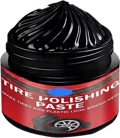 TREBIN Car Tire Shine with Sponge, Tire Coating Paste and Wheel Shine Tire Polishing Paste, Car Polish Tire Wax for Trucks Motorcycles RVs SUV - Long-Lasting Wet Look Finish with UV Protection (50g)