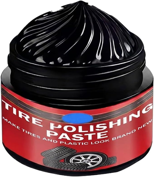 TREBIN Car Tire Shine with Sponge, Tire Coating Paste and Wheel Shine Tire Polishing Paste, Car Polish Tire Wax for Trucks Motorcycles RVs SUV - Long-Lasting Wet Look Finish with UV Protection (50g)