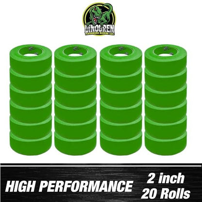 LAUCO DINOGREN High Performance Masking Tape for Car Paint, Heat & Water Resistant, Multi-Purpose Green (2in-20rolls)