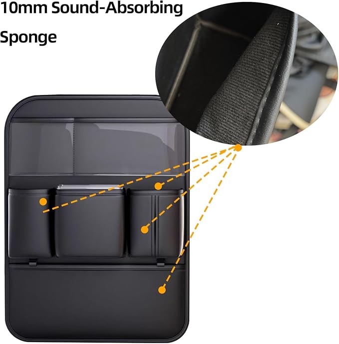 2 Pack Leather Car Seat Back Organizer, Backseat Kick Mat Protector with Clear Touchscreen Tablet Holder, Cup Holder, Tissue Holder and Storage Pockets, Fits Cars SUVs Minivans, Black