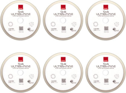 RUPES 9.DA180S Pack of 6 White D-A Ultra-Fine Polishing Foam Pads 180mm | Ideal for Paint Correction & Gloss Enhancement | Extremely Fine Defect Removal | Compatible with 6" Backing Plate
