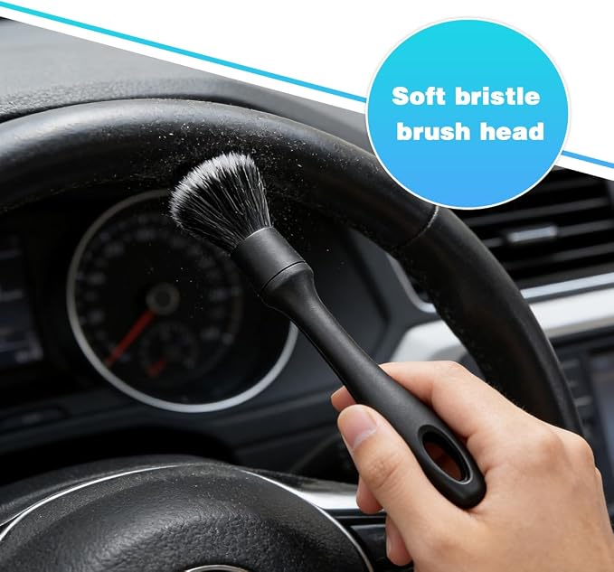 Bittwee Car Detailing Brush Kit, 6PCS Soft Bristle Multi-Use Vehicle Air Vent Detailing Wash Brushes, Automotive Interior or Exterior Cleaning Kit, Universal for SUV Automobile Truck