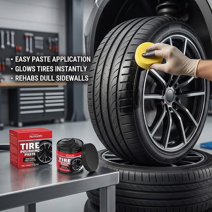RAINPOT 2026 Tire Polishing Paste, Car Tire Shine with Sponge, Tire Wax Cream & Coating Paste for Deep Gloss, UV Protection & Waterproof Finish, Tire Restorer for Cars, Trucks, Motorcycles (1)