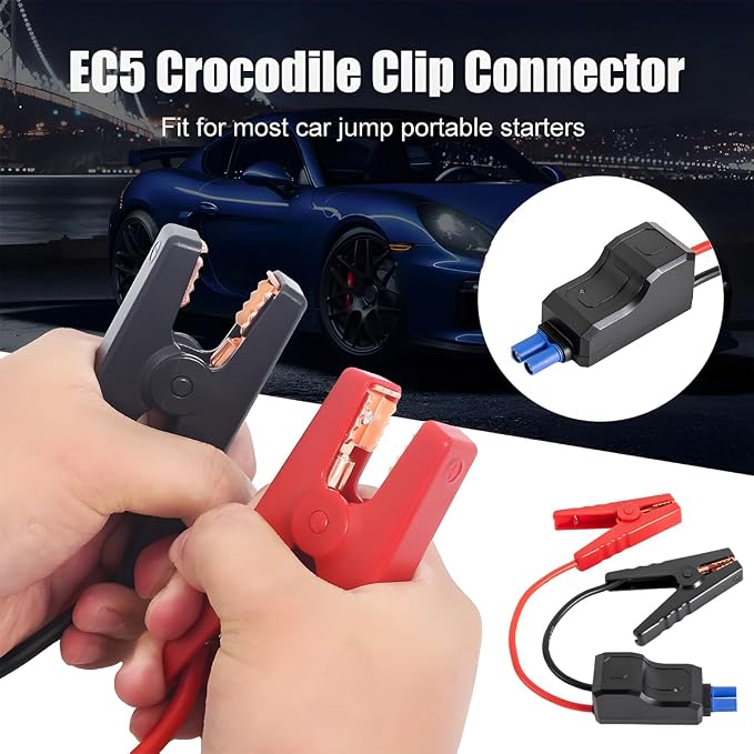 Osilly Car Jump Starter Clamps, 12V Automotive Portable Emergency Booster Jumper Starter Booster Clamp Cables, EC5 Connector Replacement Alligator Clip, Universal for Vehicle, SUV, Truck, RV