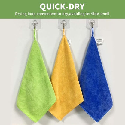 Microfiber Cleaning Highly Absorbent Free for Drying Dishes Wiping Down the Counters Cleaning Supplies for Kitchen Dust Rag Cloths (12"x12") Green/Blue/Orange/White -12 Pack