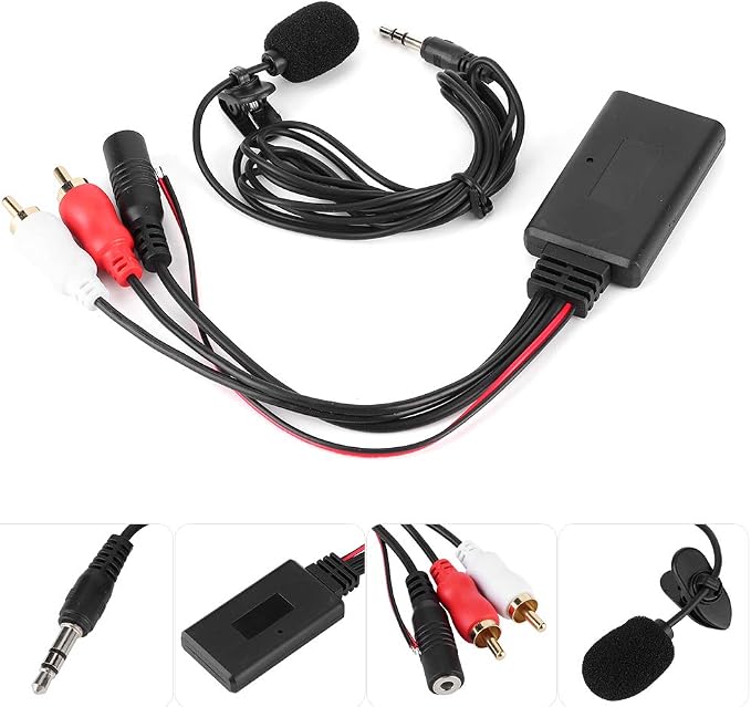 Car Radio Adapter Module,Bluetooth AUX Module 2 Cable Adapter with Easy Microphone for for for