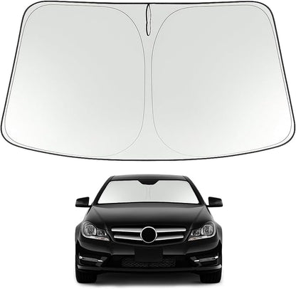 Proadsy 2026 Upgrade Windshield Sun Shade Custom Fit 2008-2014 C Class Foldable Front Sunshade Protector Sun Visor Blocks UV Rays Keep Car Cooler