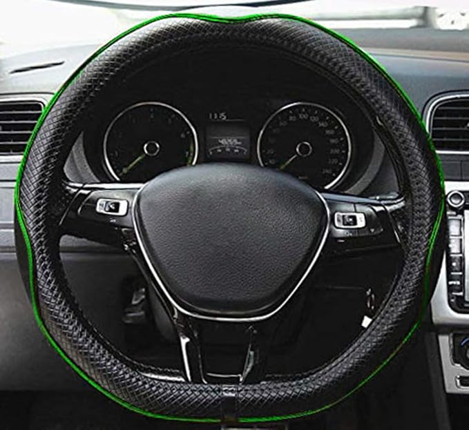 Mayco Bell Flat Bottom Steering Wheel Cover Anti-Slip,Safety,Soft,Breathable,Durable,Full Surround,Comfortable Grip Microfiber Leather (D Shape, Green)