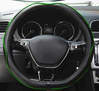 Mayco Bell Flat Bottom Steering Wheel Cover Anti-Slip,Safety,Soft,Breathable,Durable,Full Surround,Comfortable Grip Microfiber Leather (D Shape, Green)