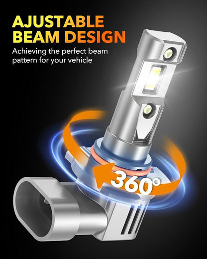 OXILAM 9012 LED Light Bulb, 12X Brighter 6500K Cool White, Anti-Flicker, 60,000-Hour Lifespan, Easy Plug-N-Play, IP68 Waterproof, HIR2/HIR2LL Fog Light Replacement for Cars Trucks SUVs, Pack of 2