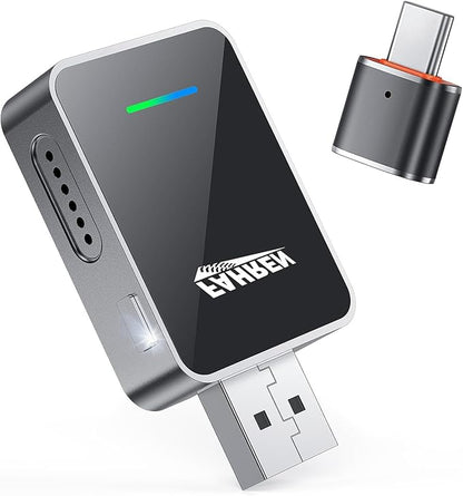 CarPlay Wireless Adapter, Your Reliable Co-Pilot – Plug & Play with Zero Audio Lag, Auto-Connects Every Time, Works with iOS 12+ and Android 11+, Supports Both USB A and Type-C