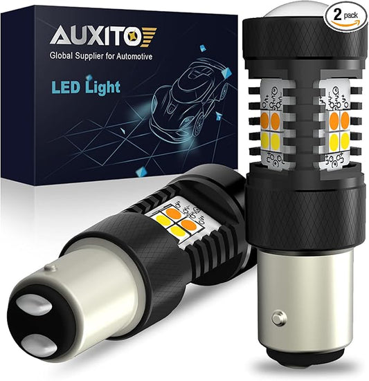 AUXITO 1157 Switchback LED Turn Signal Light Bulbs 2057 2357 7528 BAY15D P21/5W White/Amber Dual Color LED Bulbs with 3030SMD Chipsets for Turn Signal Blinker Parking Daytime Running Tail Lights