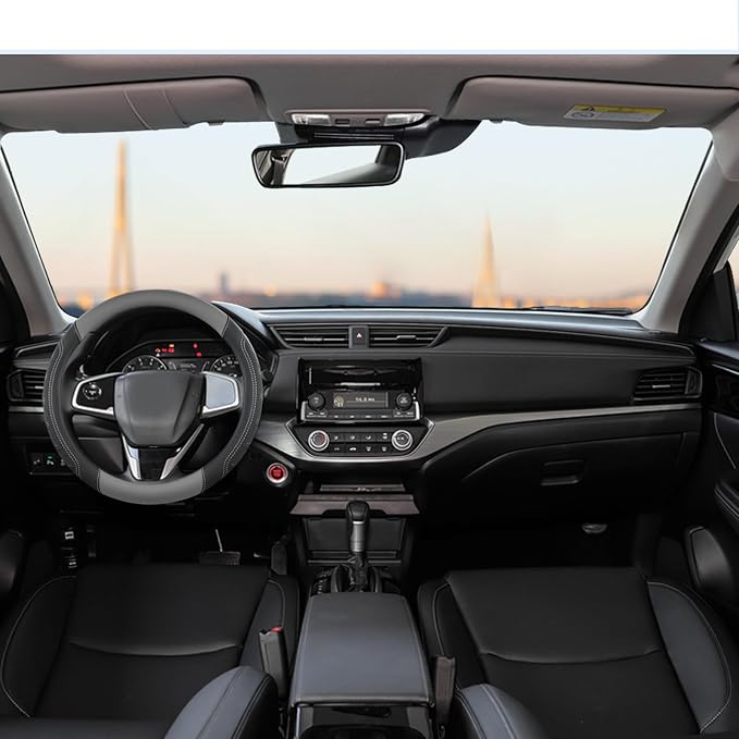 GIANT PANDA Microfiber Leather Steering Wheel Cover for Honda Accord,Civic,CR-V,HR-V,Pilot(Black+Gray-Standard Size)