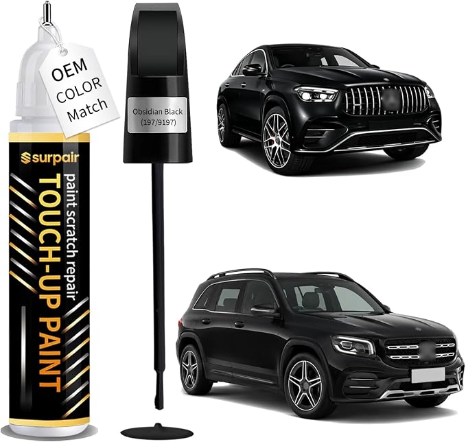 Obsidian Black 197/9197 Touch up Paint for Mercedes-Benz OEM Color Match Car Scratch Repair Kit for Nicks & Chips Scratches Quick & Easy Paint Fix 2-In-1 Car Scratch Remover Pen