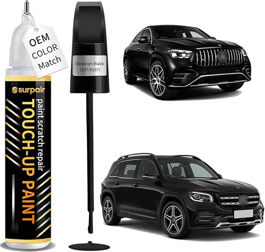 Obsidian Black 197/9197 Touch up Paint for Mercedes-Benz OEM Color Match Car Scratch Repair Kit for Nicks & Chips Scratches Quick & Easy Paint Fix 2-In-1 Car Scratch Remover Pen