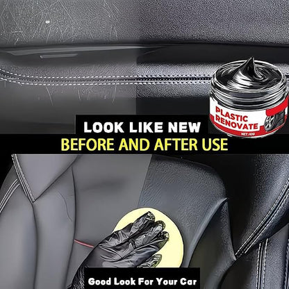 Black Trim Restorer,Plastic Restorer for Cars,Tire Polishing Paste,Car Tire Shine with Sponge,Wheel Cleaning Refurbish Wax,Long-Lasting UV Protection Shine Applicator for Truck Car Accessories