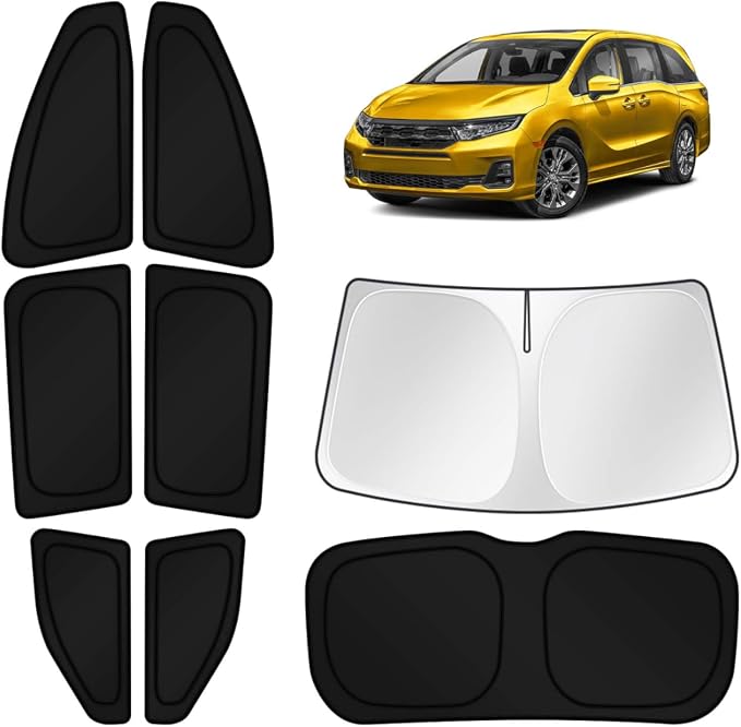 KUST Car Window Shades for 2018-2024 Honda Odyssey Accessories Windshield Sun Shade Side Rear Window Covers Sunshade Privacy Protection for Camping Blackout UV Block Full Set 8PCS