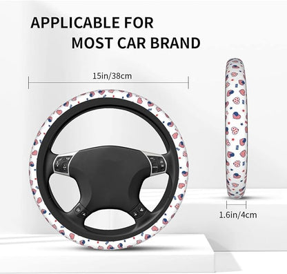 4th of July American Flag Steering Wheel Covers Universal 15 Inch Non Slip Neoprene Car Steering Wheel Protector Covers for Men Women