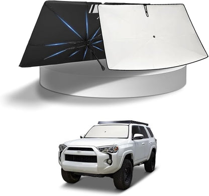 KUST Sun Shade Umbrella for Toyota 4Runner 2010-2024 | Custom Fit Windshield Sunshade | Foldable Sunshade with Bendable Handle | Blocks Heat & UV Rays Keep Car Cool Sunshield