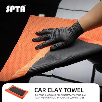SPTA Professional Detail Products - Clay Decontamination Towel - Effective Cleaning & Release of Paint Contaminants; Fine Grade Microfiber Car Towel; Enhance Gloss & Depth of Color -12" x 12" -CB308
