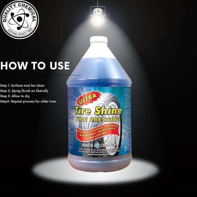 Quality Chemical Ultra Tire Shine Solvent-Based Tire Dressing - Best Tire Shine - Cover All Tire Shine for an Extreme Tire Shine - 128 oz (Combo)