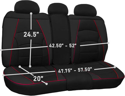 FH Group Ultra Comfort Highest Grade Faux Leather Full Set Car Seat Cushions– Universal Fit for Cars Trucks & SUVs (Black Red Trim)