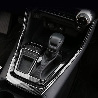 x xotic tech Set Carbon Fiber Style Interior Center Console AC Control Panel Gear Shift Lever Water Cup Holder Armrest Box Accessories Cover Trim Combo Kit, Compatible with Toyota Rav4 2019-2025