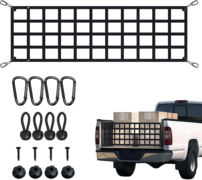 Tailgate Net - for Full Size Truck Cargo Net Compatible with Ford, Chevy, Dodge,Ram etc - Tail Gate Extender Nets for Pickup Truck Bed Accessories (50" x 15")