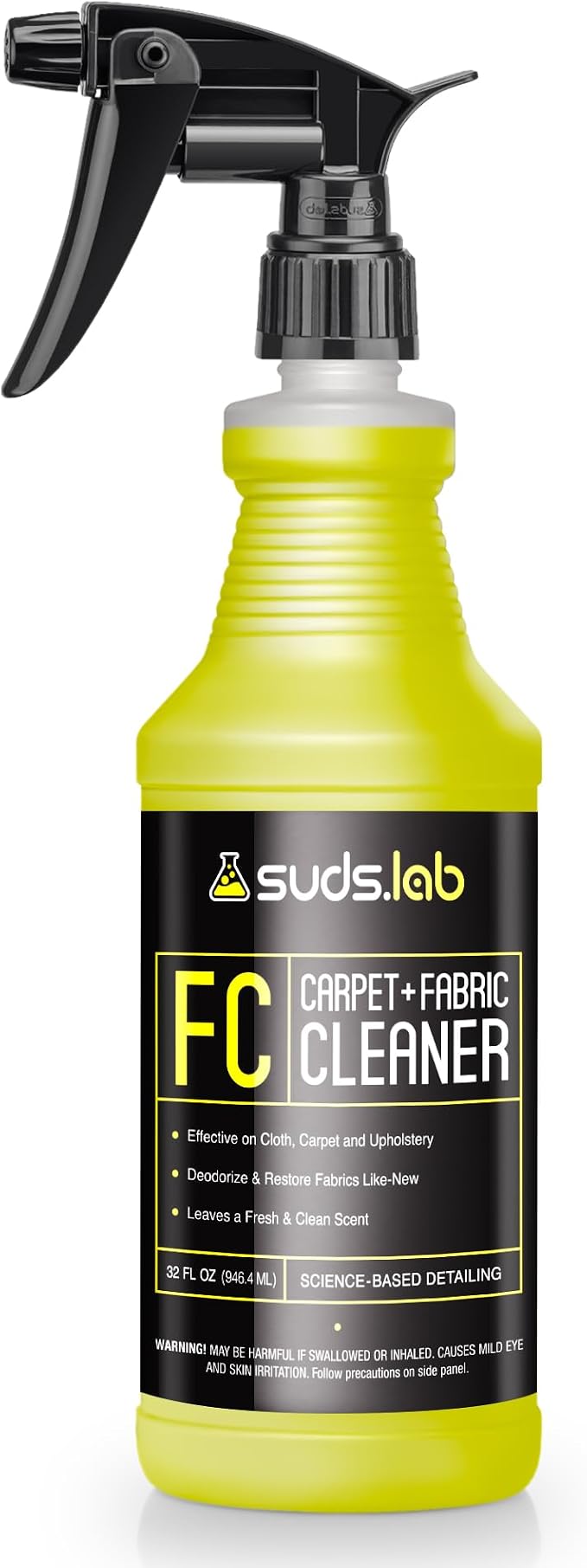 Suds Lab FC Carpet & Fabric Cleaner Interior Upholstery, Car Detailing for Seat, Cloth, Stains and Removes Odor with Clean Fresh Scent, 32oz.