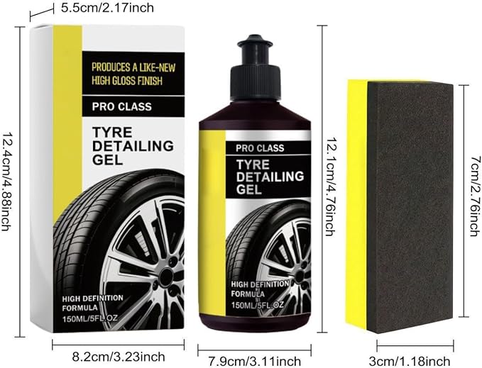 Tire Shine Gel – High Gloss Rubber Restorer, Professional Automotive Wheel Care Coating | Long Lasting Refresh Formula for Car Truck Motorcycle Detailing