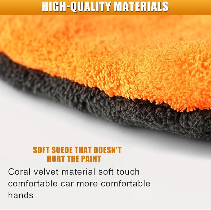 2PCS Car Wash Mitt, Coral Fleece Microfiber Dusting Mitt with Thumb, No Scratch No Lint Cleaning Glove with Elastic Wrist Cuff, Reusable Car Washing and Detailing Supplies (Thumb)