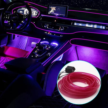 El Wire Purple Neon Lights 16FT/5M Car Interior Led Strip Light USB 5V for Car Garden Party Decoration