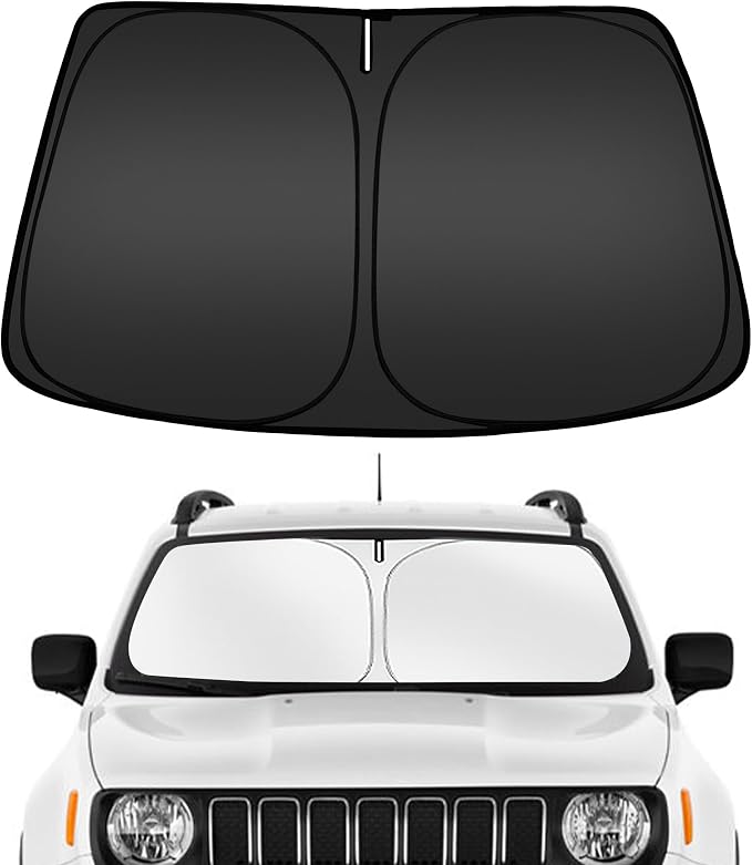 ARISMOTOR Windshield Sun Shade for Jeep Renegade 2015-2024, Custom Fit Foldable Front Window Sunshade Sun Visor Protector, Block UV Rays Keep Your Car Cooler