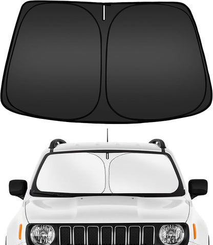 ARISMOTOR Windshield Sun Shade for Jeep Renegade 2015-2024, Custom Fit Foldable Front Window Sunshade Sun Visor Protector, Block UV Rays Keep Your Car Cooler