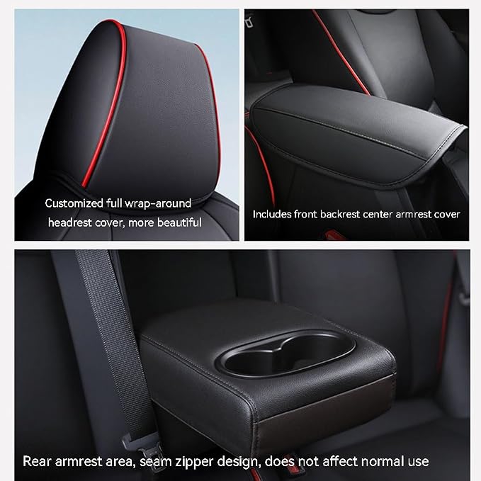 Custom Fit RAV4 Hybrid Car Seat Covers for Select Toyota RAV4 Hybrid (Not for 2019-2025 Hybrid/Prime SE,XSE) 2019 2020 2021 2022 2023 2024 2025 - Full Set,Leather (Black Check)