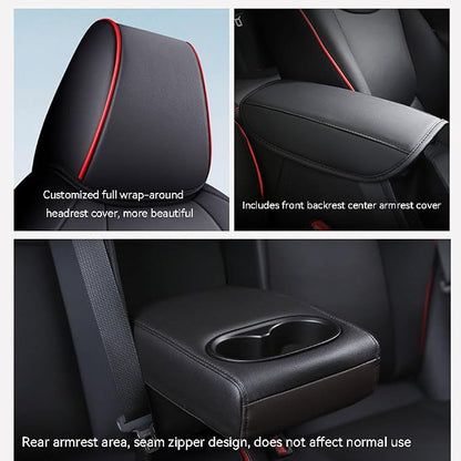 Custom Fit RAV4 Hybrid Car Seat Covers for Select Toyota RAV4 Hybrid (Not for 2019-2025 Hybrid/Prime SE,XSE) 2019 2020 2021 2022 2023 2024 2025 - Full Set,Leather (Black Check)
