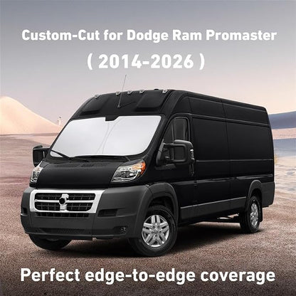 EcoNour Windshield Sunshade Compatible for Dodge RAM Promaster 2014-2024 2025 2026, Sun Visor for Front Windshield & Window Sun Shade Cover, UV Heat Blocker & Protector, Car Accessories
