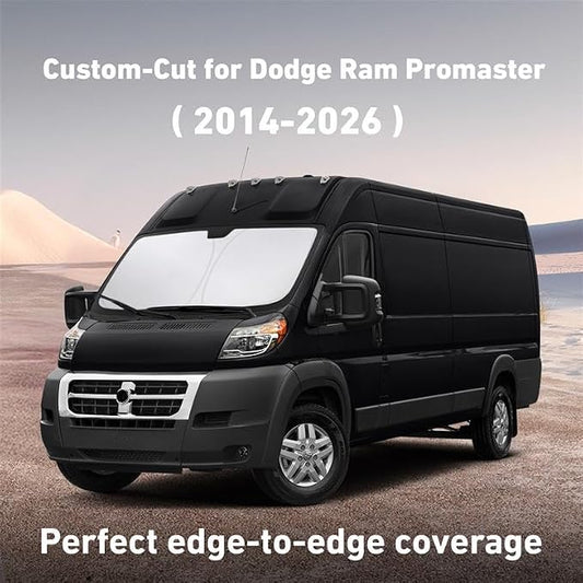EcoNour Windshield Sunshade Compatible for Dodge RAM Promaster 2014-2024 2025 2026, Sun Visor for Front Windshield & Window Sun Shade Cover, UV Heat Blocker & Protector, Car Accessories