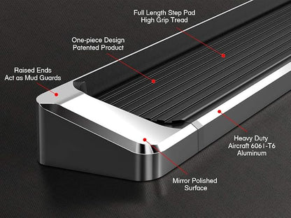 APS Running Boards (Nerf Bars Side Steps Step Bars) Compatible with Ford F250 F350 Super Duty 1999-2016 Regular Cab (Silver Running Board Style)