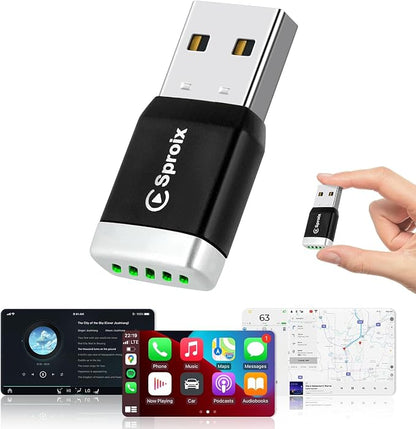 Wireless Carplay Adapter for Apple iPhone iOS 10+ ＆ Android Mini Ultra-Compact USB-A Dongle Converts Wired to Wireless Car Play Adapter Plug & Play Fast Auto Connection for Cars 2016+