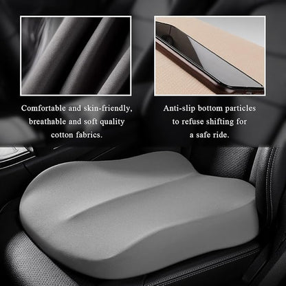 Car Seat Cushion, Comfort Memory Foam Car Cushion, Non-Slip Auto Booster Seat Cushion for Improve Driving Vision, Suitable for Vehicles Trucks SUVs Car Accessories (Gray)