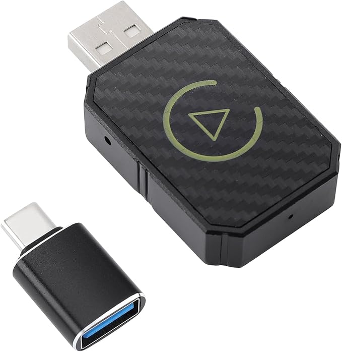 2in1 CarPlay Adapter for iPhone Android, USB Cable Low Delay iOS10+ | 2-in-1 for iPhone and Android, Ultra Low Delay, Built-in USB Cable, Auto Reconnect