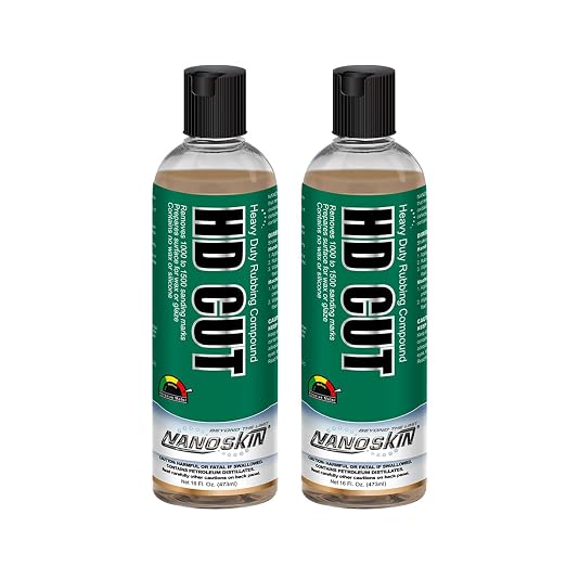 Nanoskin HD Cut Heavy Duty Rubbing Compound, 32 Oz. (2x16 Oz) for Car Detailing, Auto Body Repair, Paint Scratch & Oxidation Solution for Clear & Gel Coat | Car Wash Auto Paint Care & Restoration