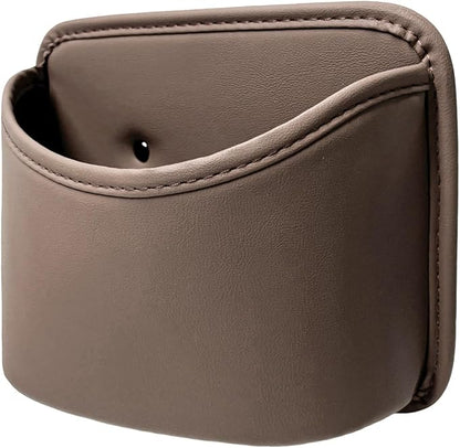 Car Trash Can, Clip On Garbage Organizer Multifunctional Car Door Hanging Container, Waterproof Leather Trash Bin Universal Interior Storage Box for Vehicle Home Office (Brown)
